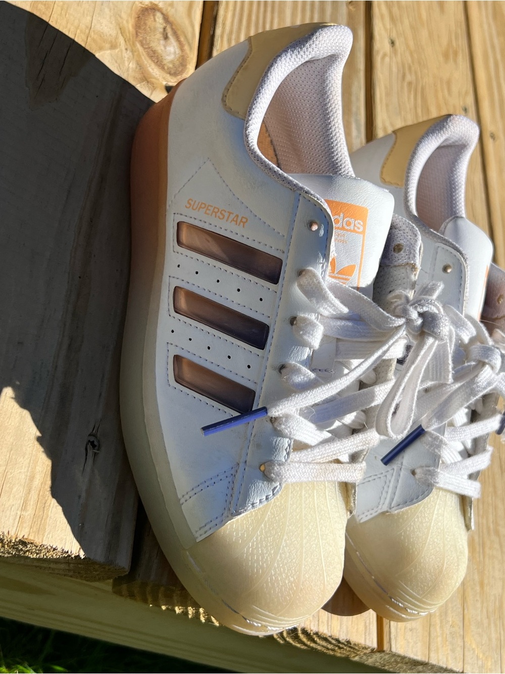 adidas Kids Superstar Sneakers in White and Cream